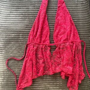 Elegant Red Lace Halter Bralette
